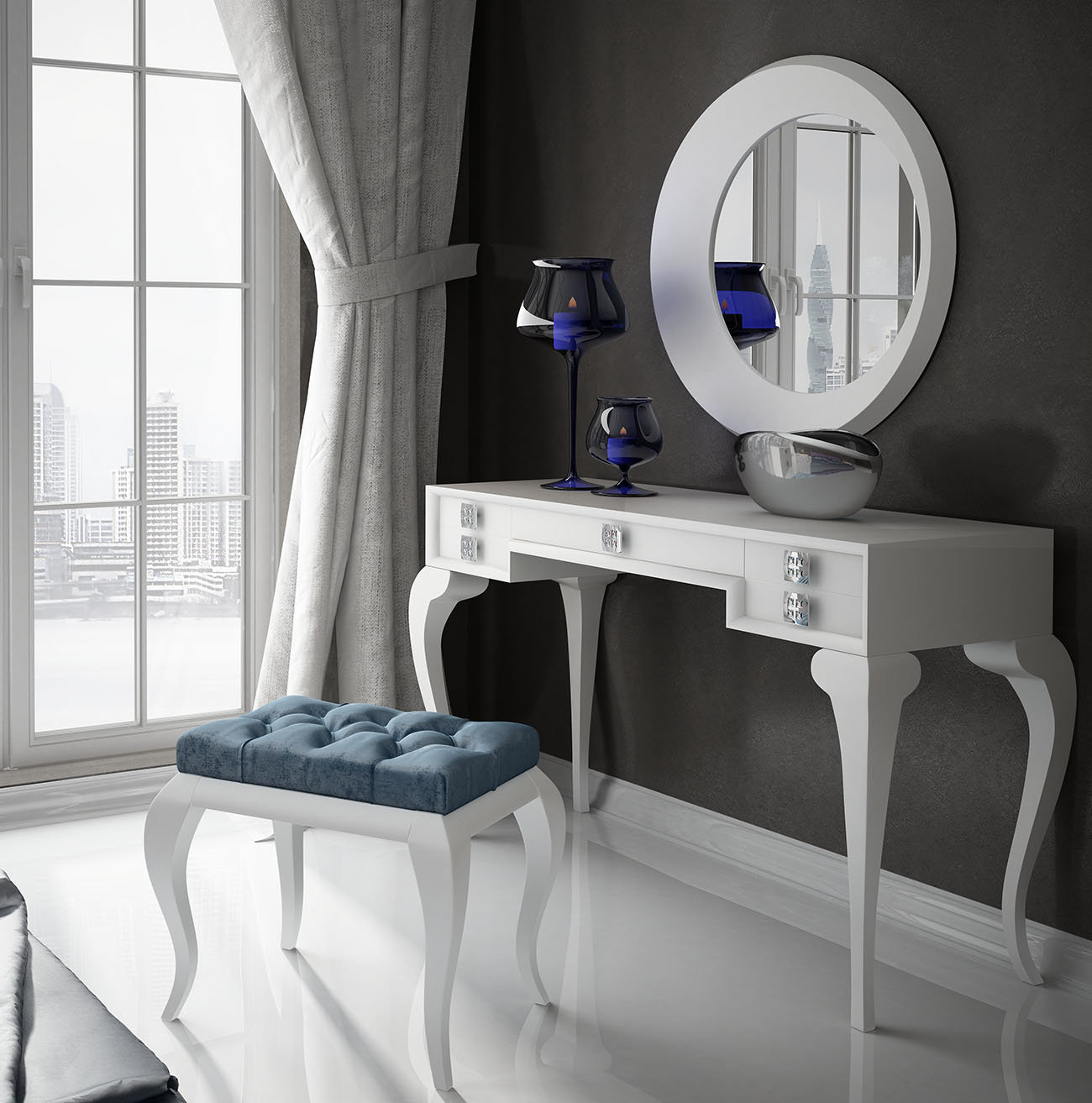 Everly Quinn Kirkwood Bedroom Makeup Vanity Set with Mirror Wayfair